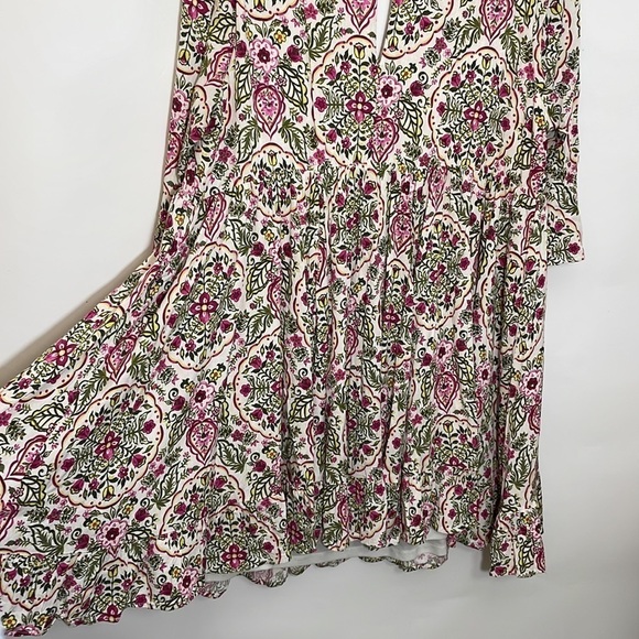 Torrid 2 IVORY FLORAL PRINT CHALLIS SKATER DRESS - Picture 8 of 10